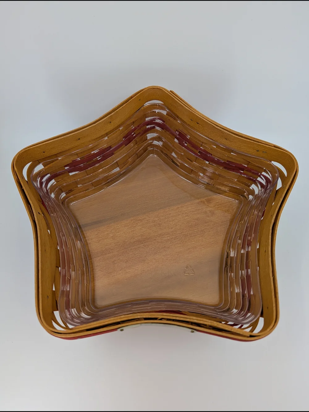 Longaberger 2001 Red Shining Star Basket/American Pride& Holly Liners/Protector - Picture 4 of 9